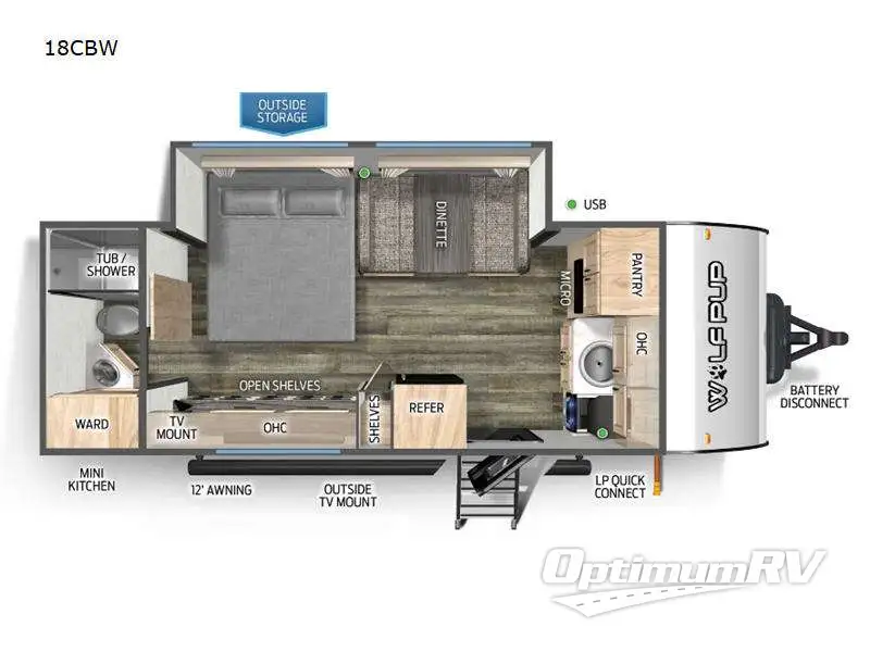 2024 Forest River Cherokee Wolf Pup 18CBW RV Floorplan Photo