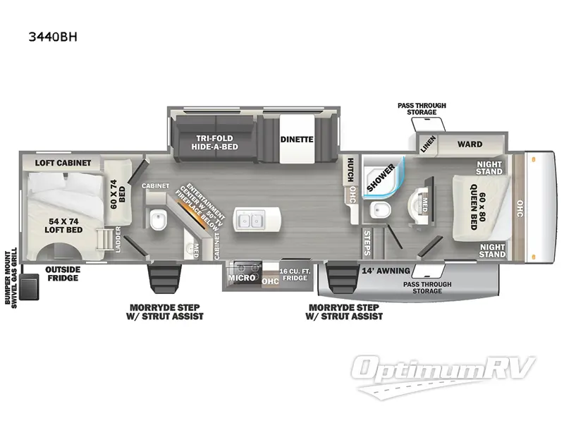 2022 Forest River Sierra 3440BH RV Floorplan Photo