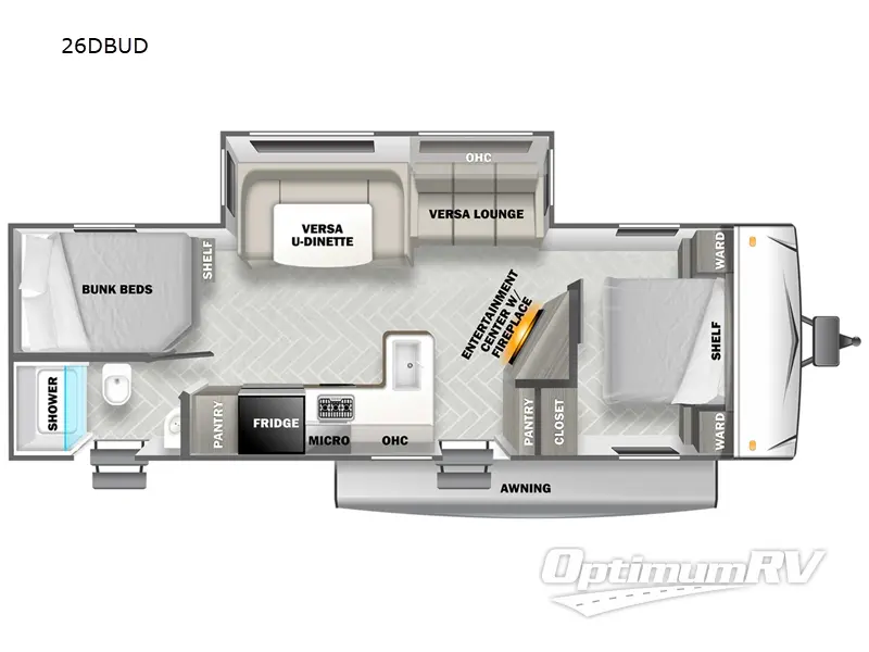2022 Forest River Wildwood 26DBUD Floorplan Photo