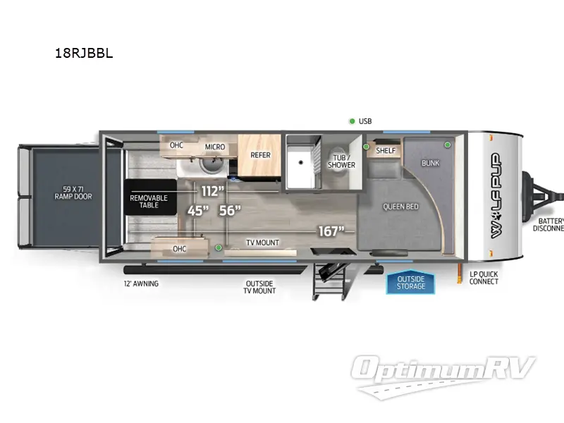 2025 Forest River Cherokee Wolf Pup Black Label 18RJBBL RV Floorplan Photo