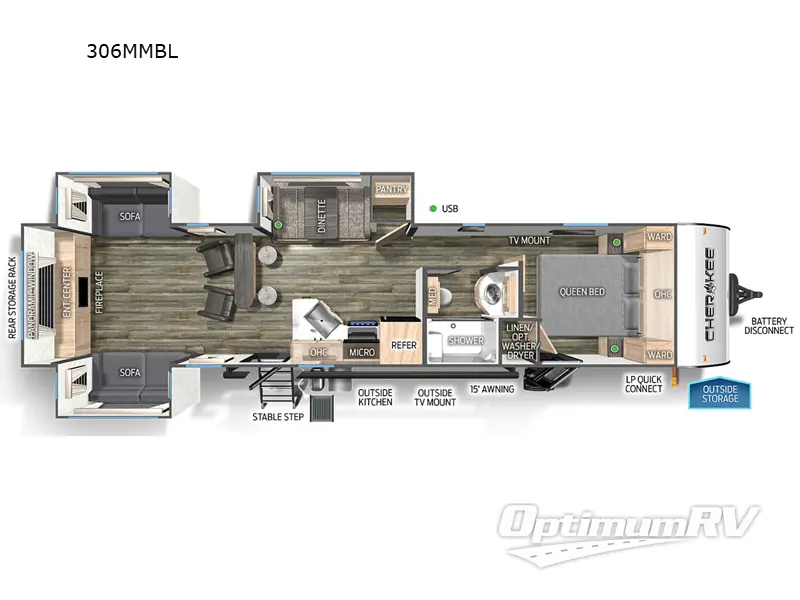 2025 Forest River Cherokee Black Label 306MMBL RV Floorplan Photo