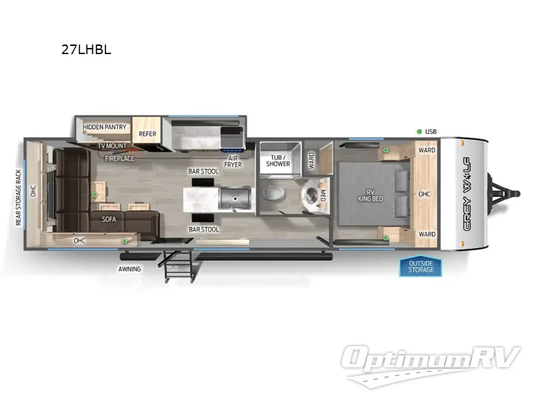 2025 Forest River Cherokee Grey Wolf Black label 27LHBL RV Floorplan Photo