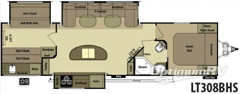 2014 Open Range Light LT308BHS Floorplan Photo
