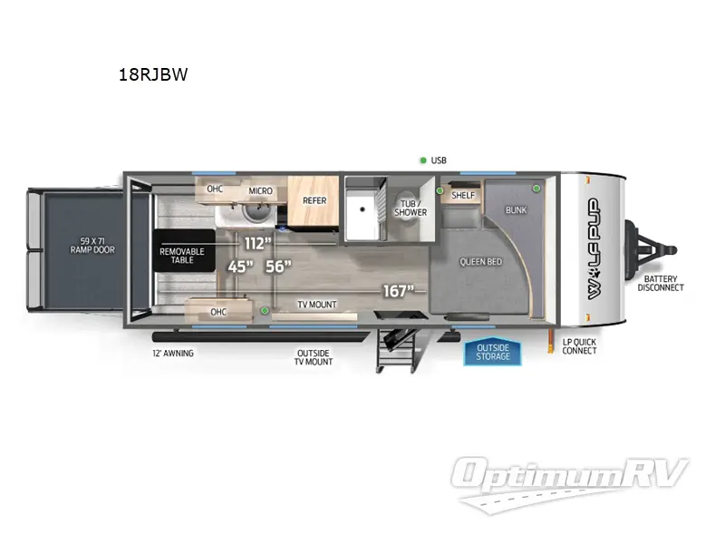 2025 Forest River Cherokee Wolf Pup 18RJBW RV Floorplan Photo