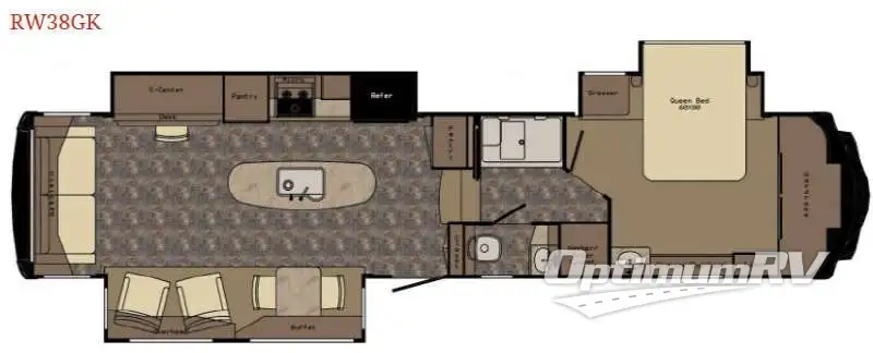 2015 Redwood Redwood 38GK RV Floorplan Photo