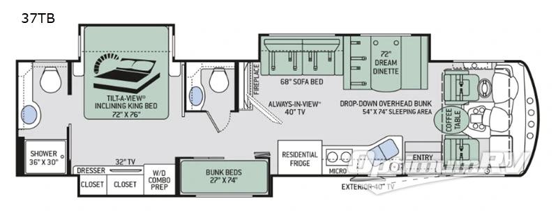 2019 Thor Challenger 37TB RV Floorplan Photo