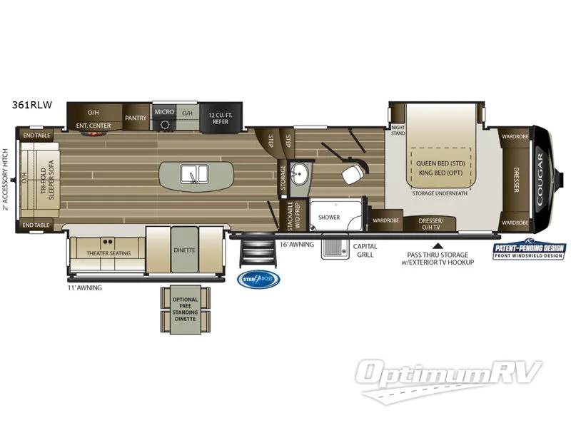 2019 Keystone Cougar 361RLW RV Floorplan Photo