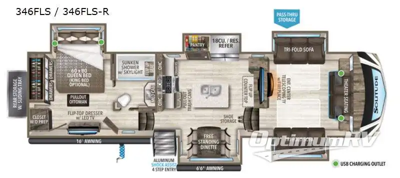 2021 Grand Design Solitude 346FLS RV Floorplan Photo