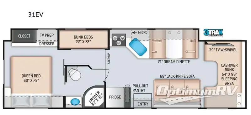 2021 Four Winds Four Winds M-31EV E450-V8 RV Floorplan Photo