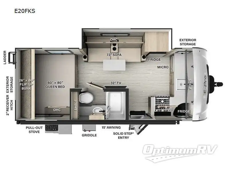 2024 Forest River Flagstaff E-Pro E20FKS RV Floorplan Photo