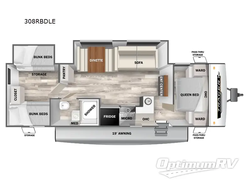 2025 Prime Time Tracer 308BRDLE RV Floorplan Photo