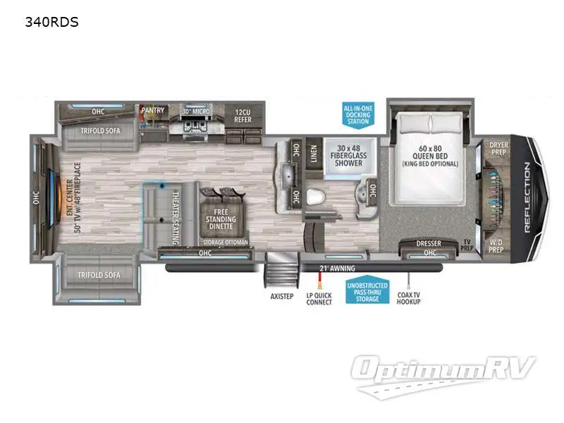 2022 Grand Design Reflection 340RDS RV Floorplan Photo