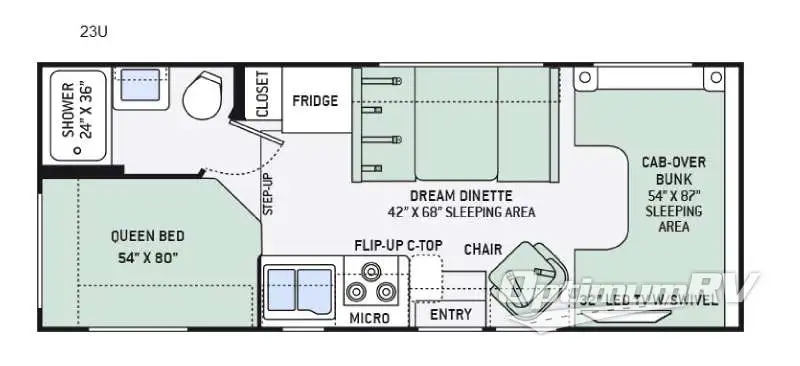 2016 Thor Four Winds 23U RV Floorplan Photo