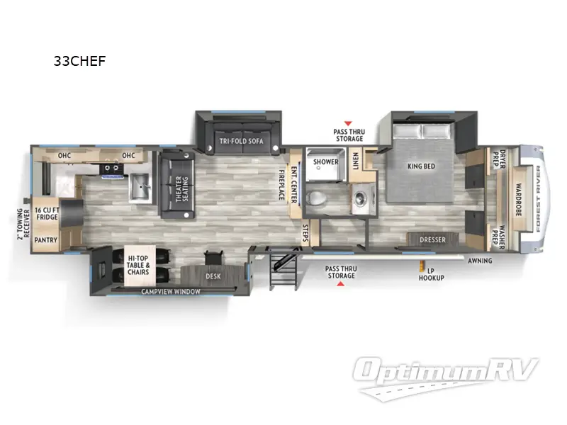 2025 Forest River Wildcat 33CHEF RV Floorplan Photo