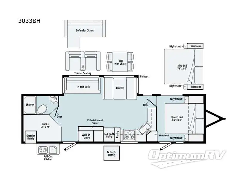 2021 Winnebago Towables Voyage 3033BH RV Floorplan Photo