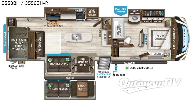 2020 Grand Design Solitude S-Class 3550BH-R RV Floorplan Photo