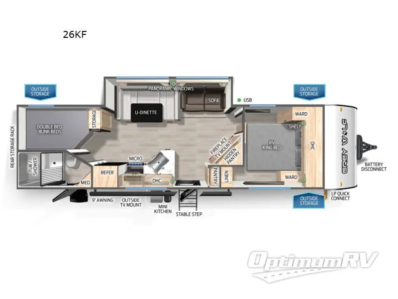 2025 Forest River Cherokee Grey Wolf 26KF Floorplan Photo