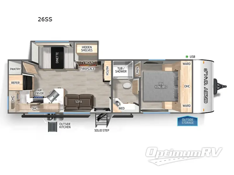2025 Forest River Cherokee Grey Wolf 26SS Floorplan Photo