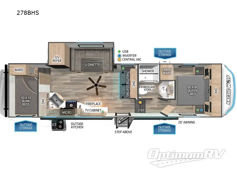 2024 Forest River Cherokee Arctic Wolf 278BHS RV Floorplan Photo