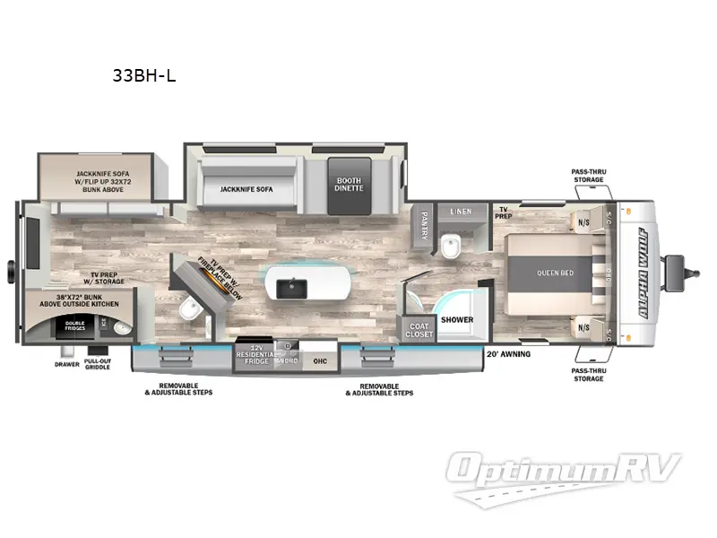 2023 Forest River Cherokee Alpha Wolf 33BH-L RV Floorplan Photo