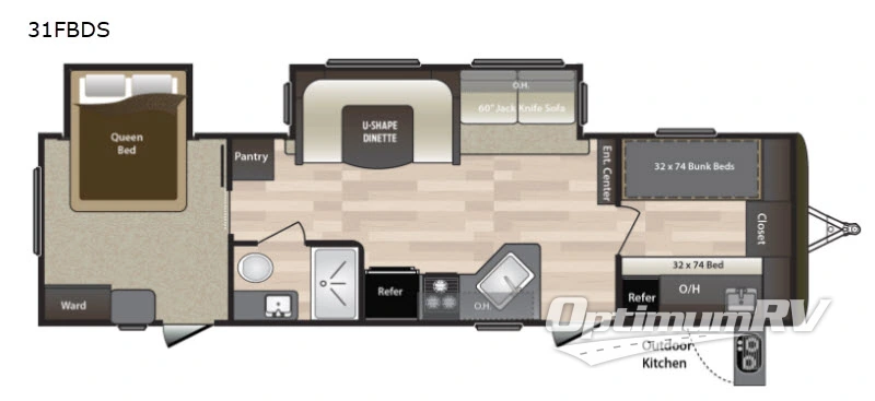 2018 Keystone Hideout 31FBDS RV Floorplan Photo