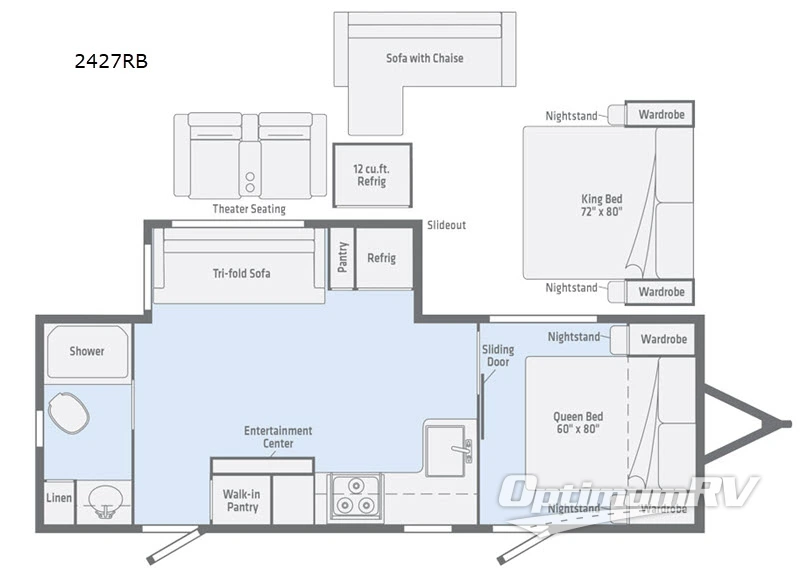 2020 Winnebago Towables Voyage 2427RB RV Floorplan Photo