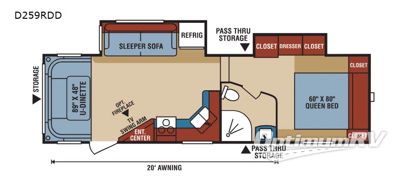 2018 KZ Durango 1500 D259RDD Floorplan Photo