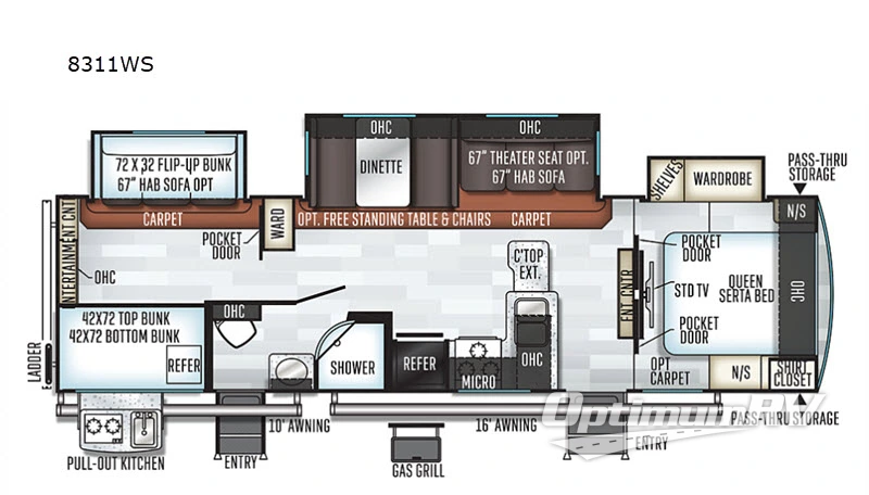 2019 Forest River Rockwood Signature Ultra Lite 8311WS RV Floorplan Photo