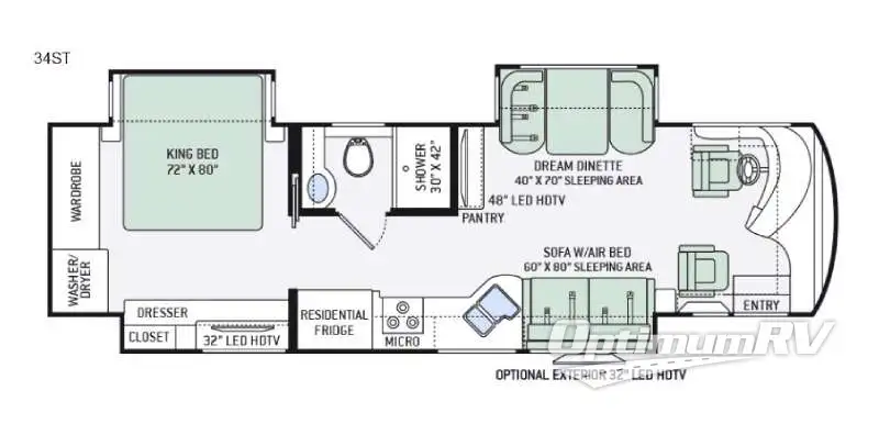 2016 Thor Tuscany XTE 34ST RV Floorplan Photo