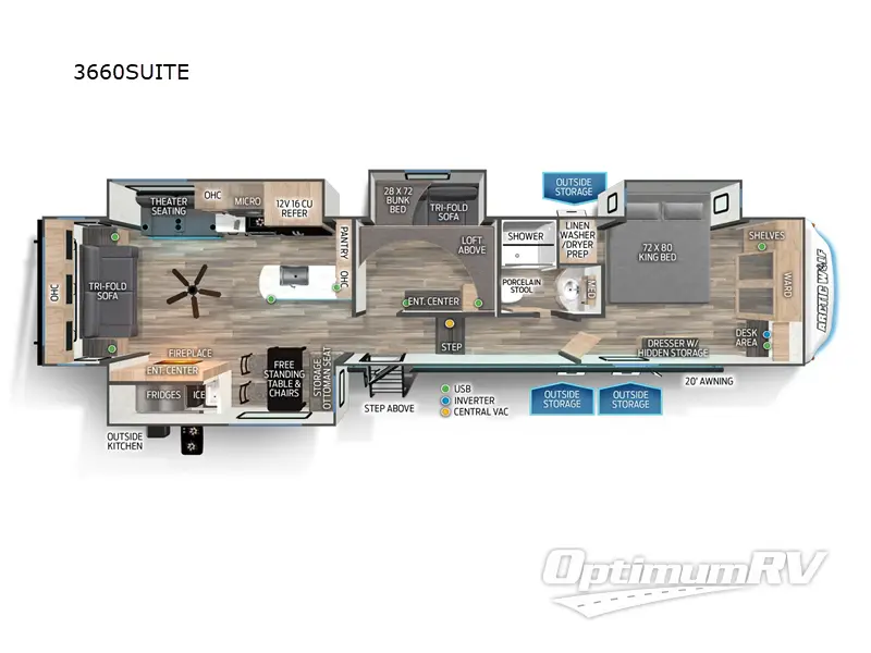 2024 Forest River Cherokee Arctic Wolf Suite 3660 RV Floorplan Photo