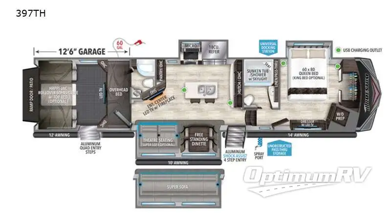 2021 Grand Design MOMENTUM 397TH Floorplan Photo