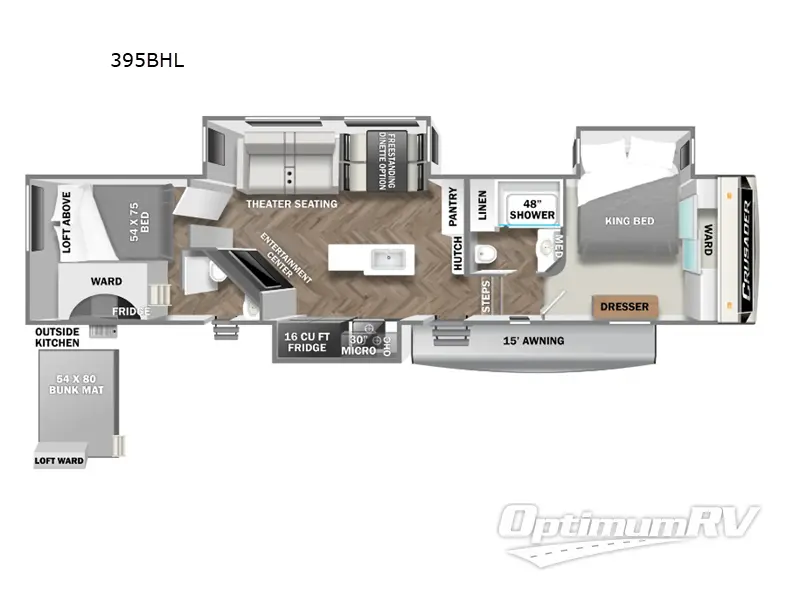 2024 Prime Time Crusader 395BHL RV Floorplan Photo