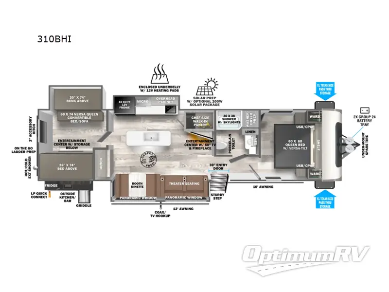 2025 Forest River Wildwood Heritage Glen 310BHI Floorplan Photo
