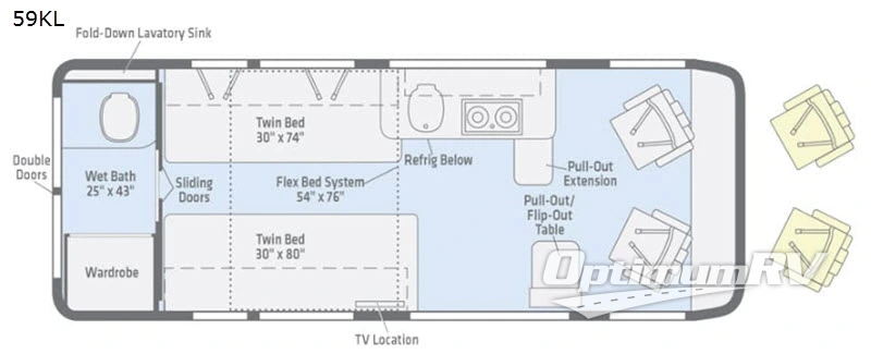 2019 Winnebago Travato 259KL RV Floorplan Photo