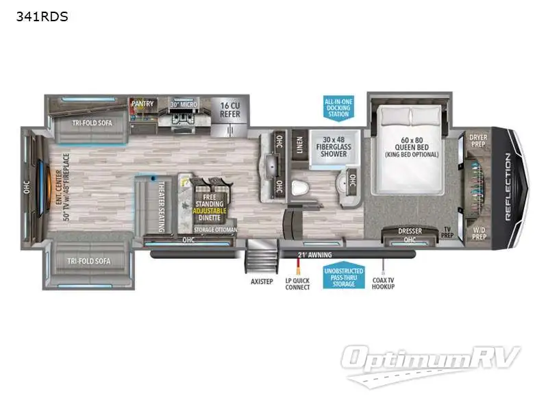 2022 Grand Design Reflection 341RDS RV Floorplan Photo