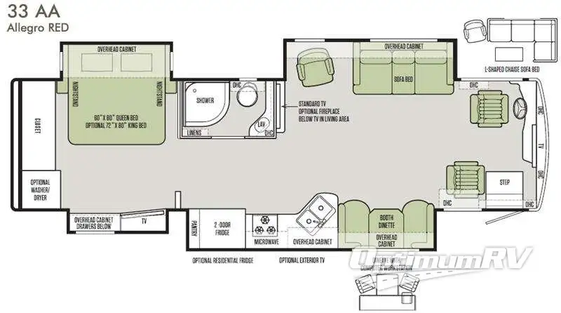 2016 Tiffin Allegro RED 33 AA RV Floorplan Photo