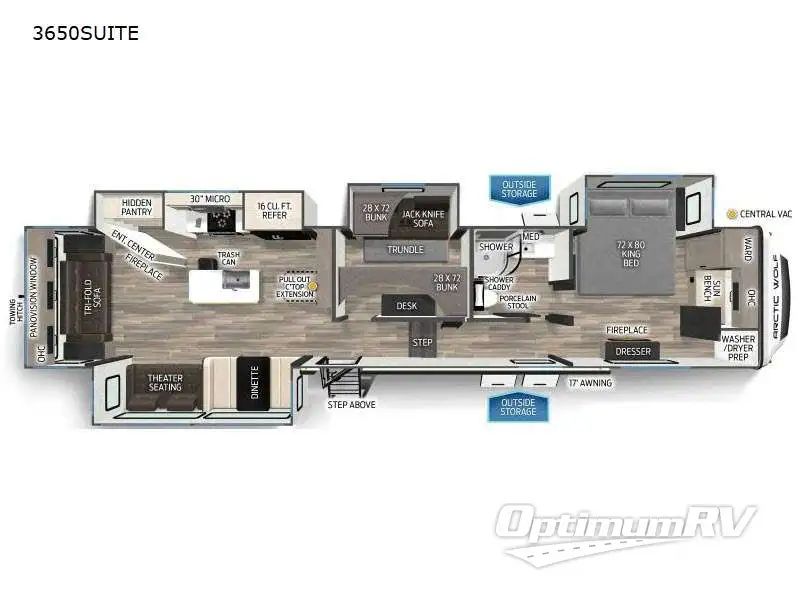 2025 Forest River Cherokee Arctic Wolf Suite 3650 RV Floorplan Photo