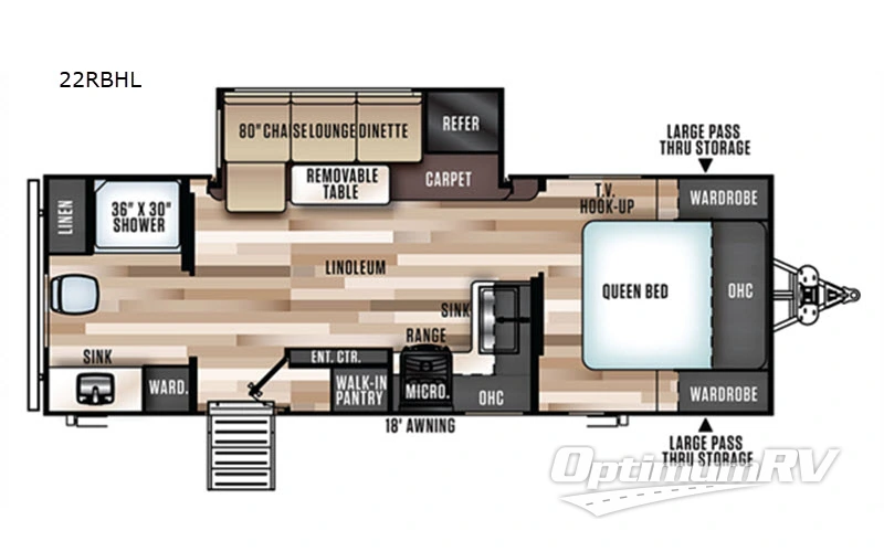 2019 Forest River Wildwood Heritage Glen Hyper-Lyte 22RBHL RV Floorplan Photo