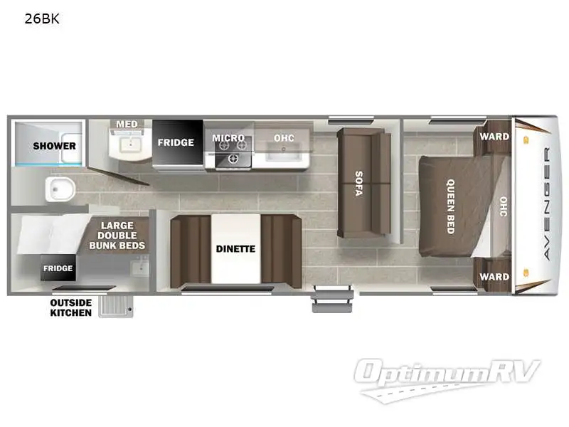 2021 Prime Time Avenger 26BK RV Floorplan Photo