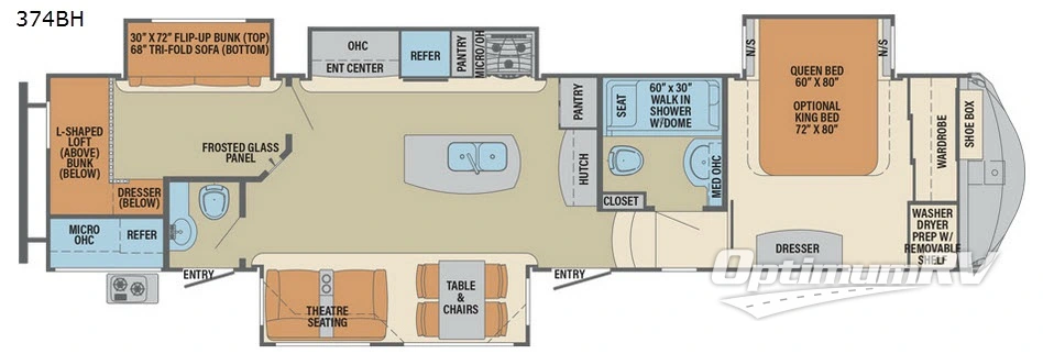 2018 Palomino Columbus F374BH Floorplan Photo