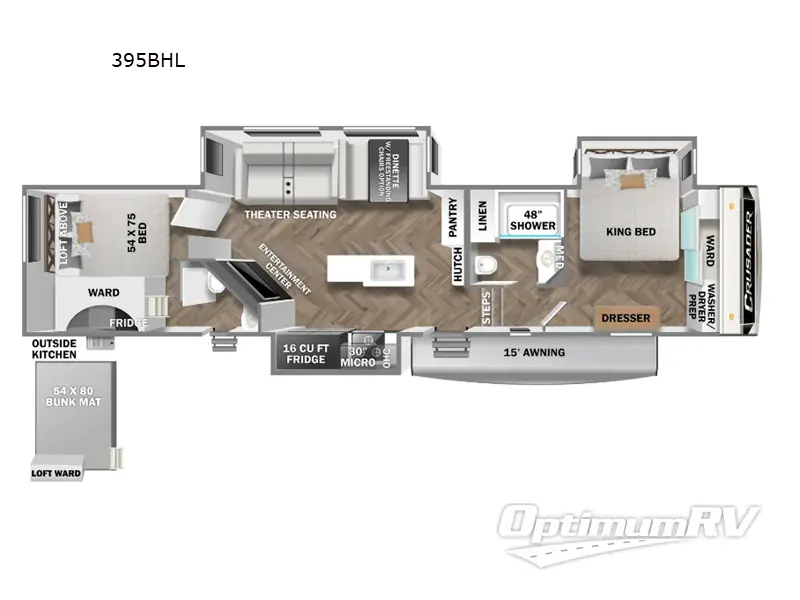 2025 Prime Time Crusader 395BHL RV Floorplan Photo