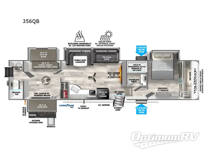 2024 Forest River Wildwood Heritage Glen 356QB RV Floorplan Photo