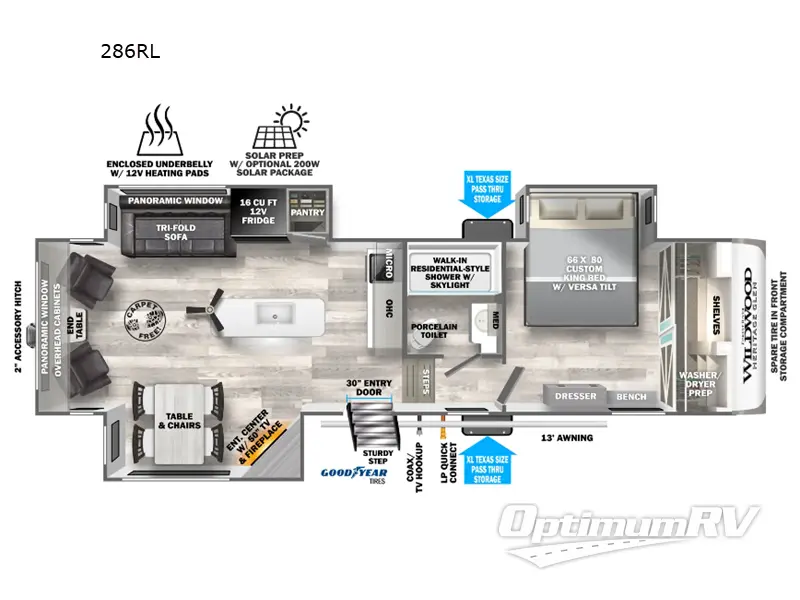 2024 Forest River Wildwood Heritage Glen 286RL RV Floorplan Photo