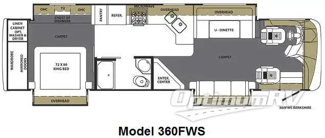 2010 Forest River Berkshire 360FWS RV Floorplan Photo