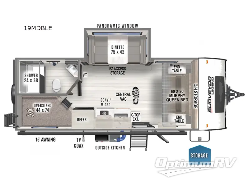 2023 Forest River Surveyor Legend 19MDBLE RV Floorplan Photo