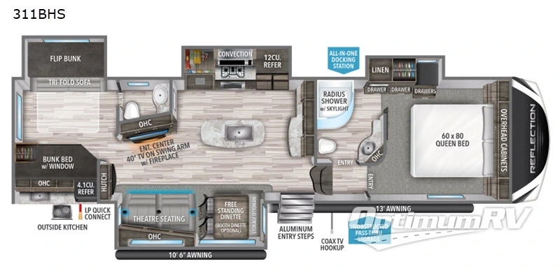 2020 Grand Design Reflection 311BHS RV Floorplan Photo