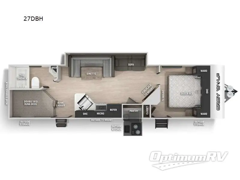 2022 Forest River Cherokee Grey Wolf 27DBH RV Floorplan Photo