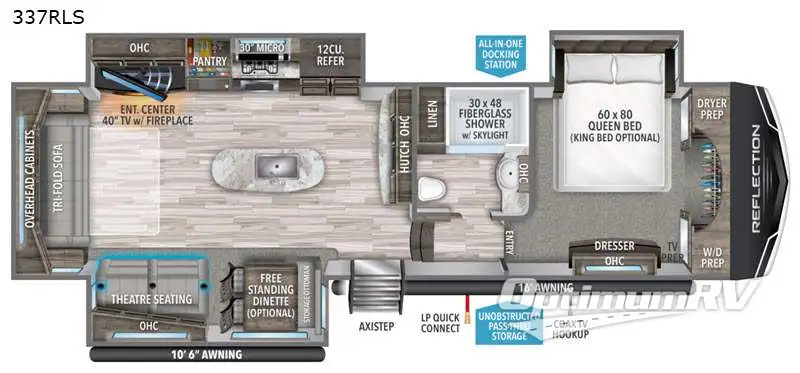 2021 Grand Design Reflection 337RLS RV Floorplan Photo