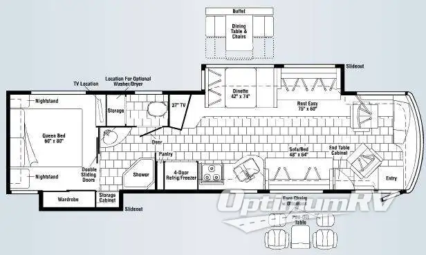 2008 Winnebago Journey 37H RV Floorplan Photo