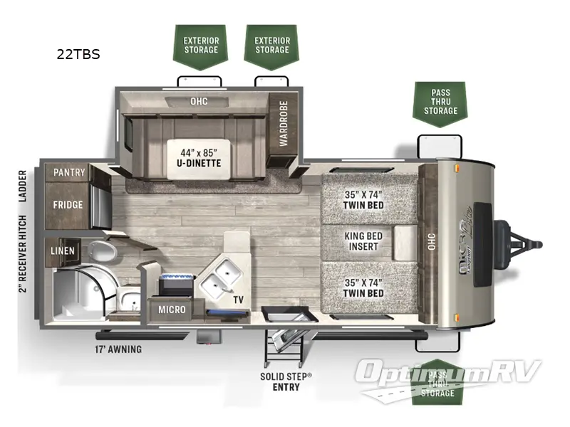 2022 Forest River Flagstaff Micro Lite 22TBS RV Floorplan Photo